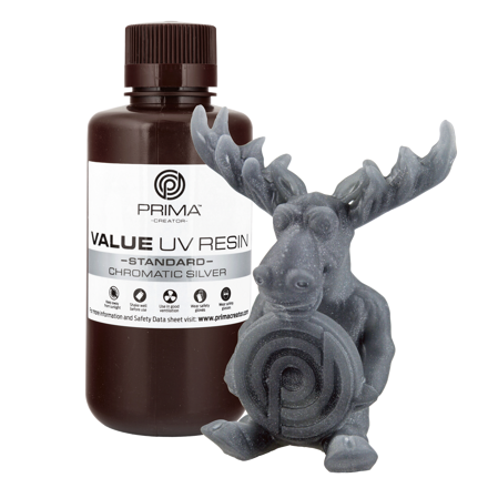 PrimaCreator Value UV / DLP Resin - 500 ml - Chromatic Silver