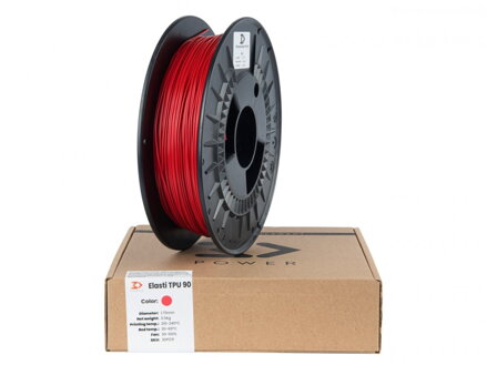 Filament 3D POWER Elasti TPU 90A ČERVENÁ 1,75 mm 0,5 kg.