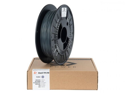 Filament 3D POWER Elasti TPU 90A ŠEDÁ 1,75 mm 0,5 kg.