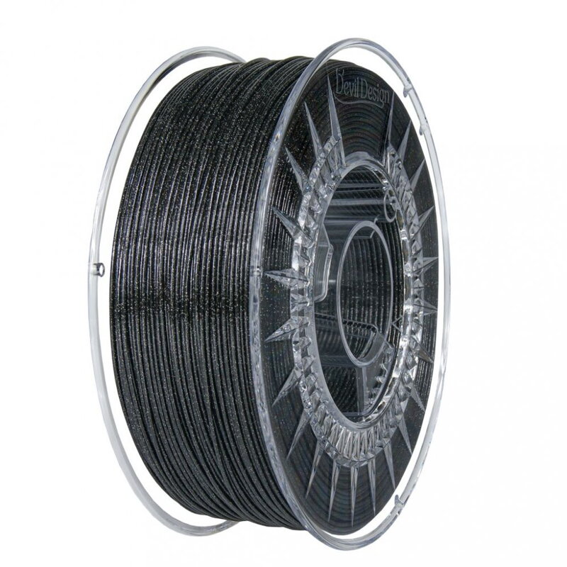 Filament Devil Design PETG ČERNÁ GALAXY 1,75 mm 1 kg. Filament Devil Design PETG ČERNÁ GALAXY 1,75 mm 1 kg.